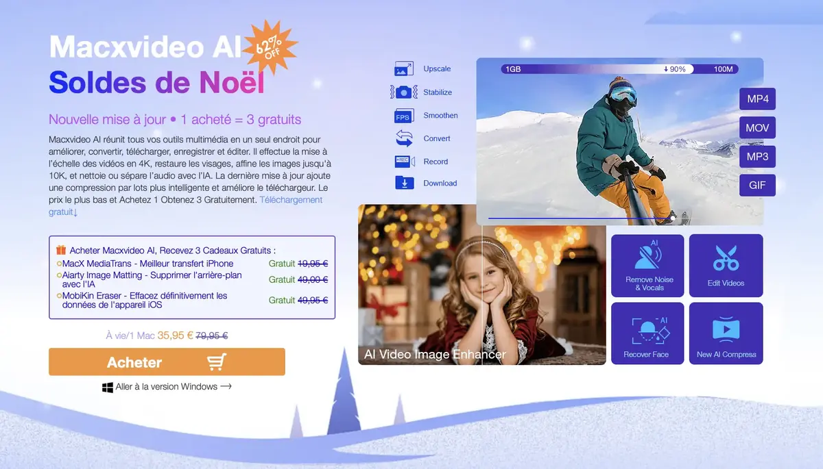 Macxvideo AI&nbsp;: l'outil tout-en-un pour sublimer vos vid&eacute;os et images de No&euml;l