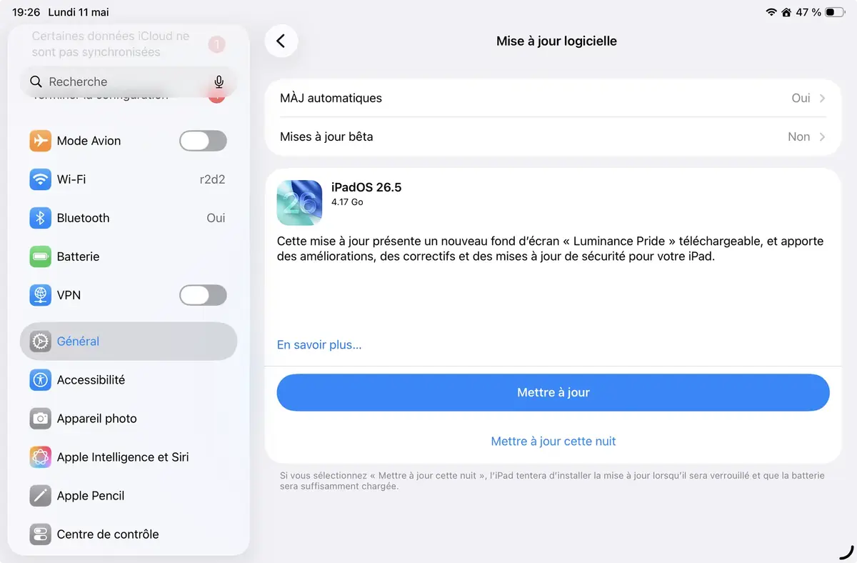 iOS 26.5, iPadOS 26.5, macOS 26.5 (et les autres) sont disponibles&nbsp;!