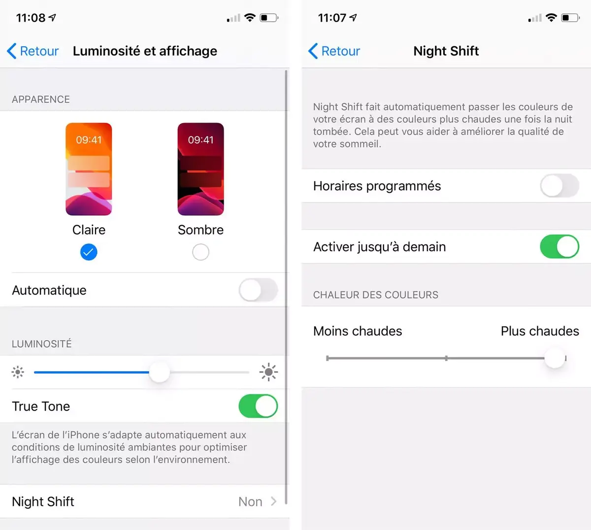 iPhone : les modes "Sombre" et "Night Shift" seraient-ils mauvais pour la santé ?