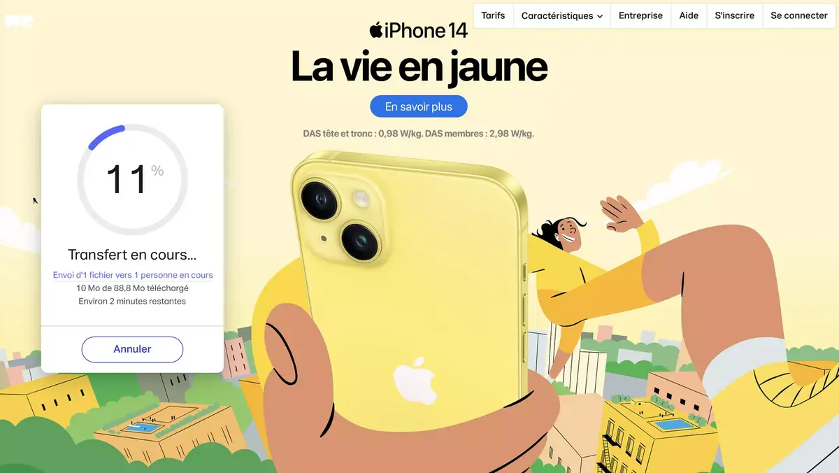 iPhone 14 iPhone 14 Plus jaune WeTransfer