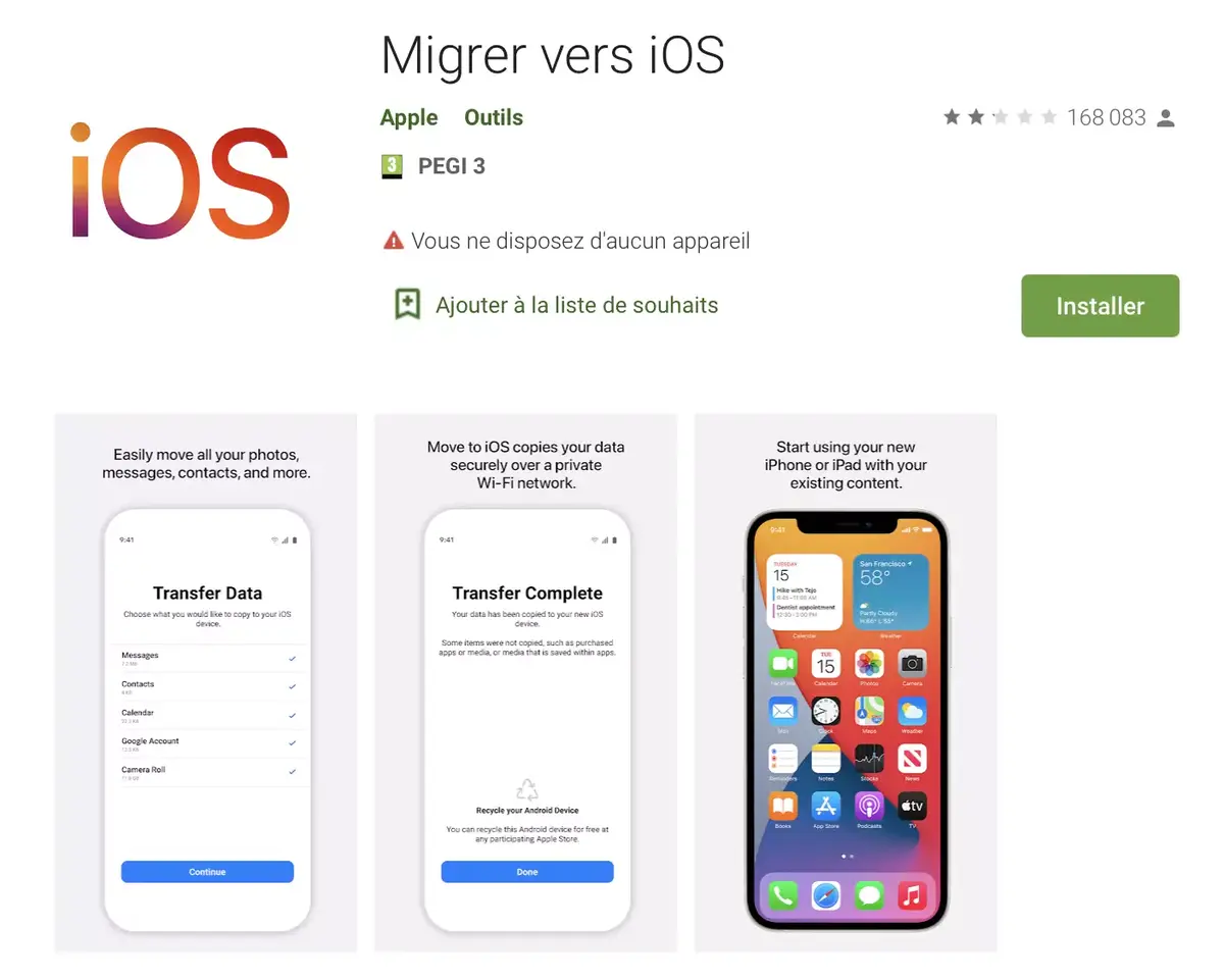 L'app iOS "Switch to Android" importerait directement ses données iCloud sur Google Photos