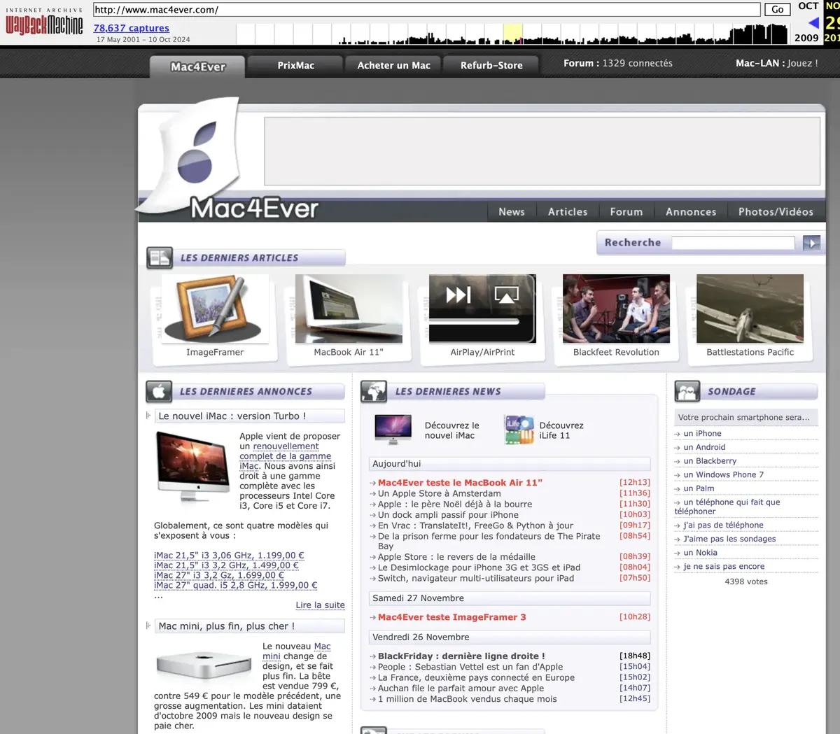 Mac4ever est bien là sur Internet Archive ! (là on est en 2010)