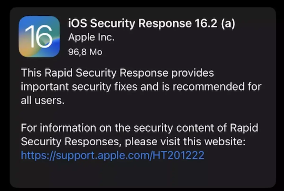 Apple teste les mises à jour de sécurité importantes sur la bêta d'iOS 16.2