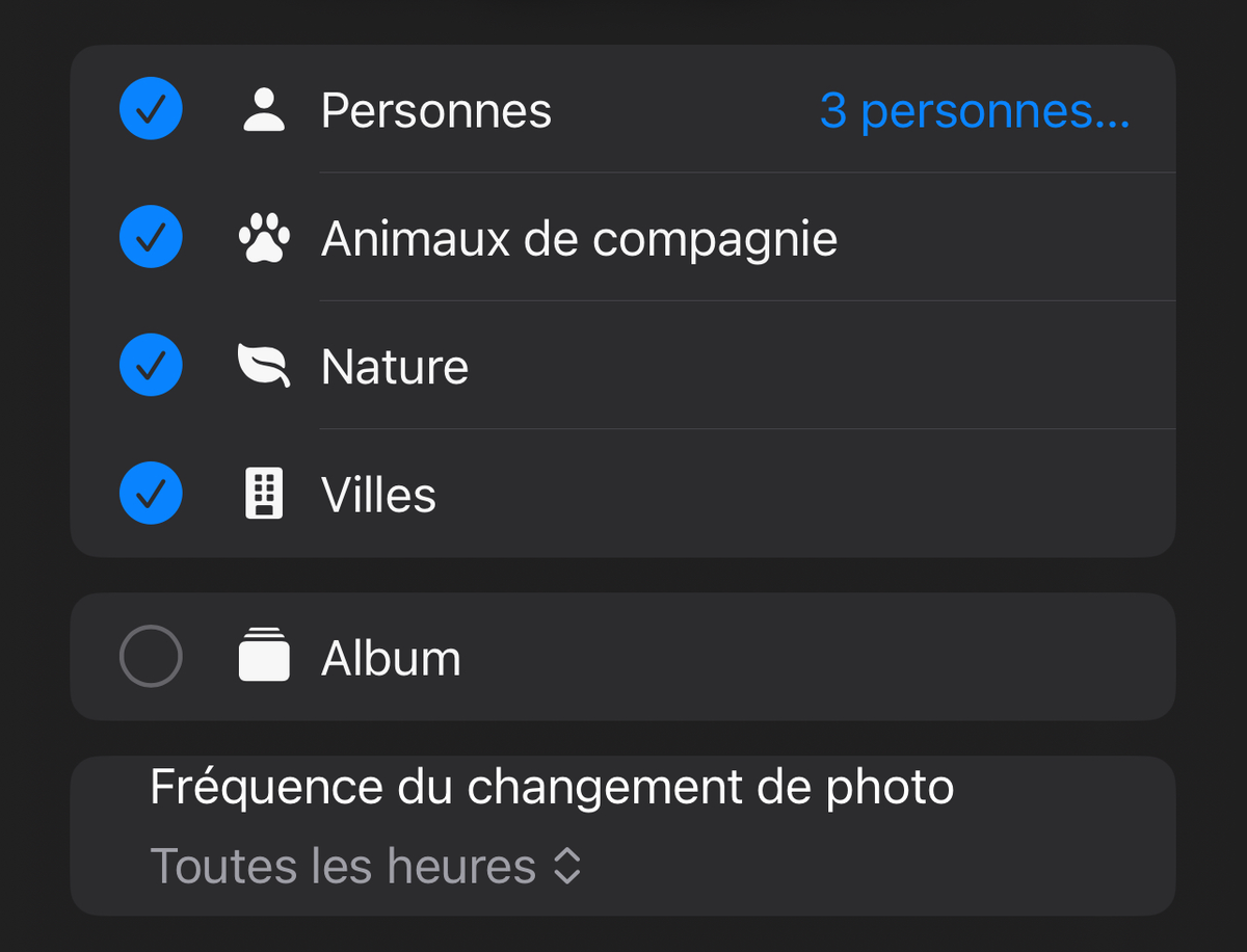 iOS 17.1 : comment choisir un album pour les photos aléatoires du fond d'écran