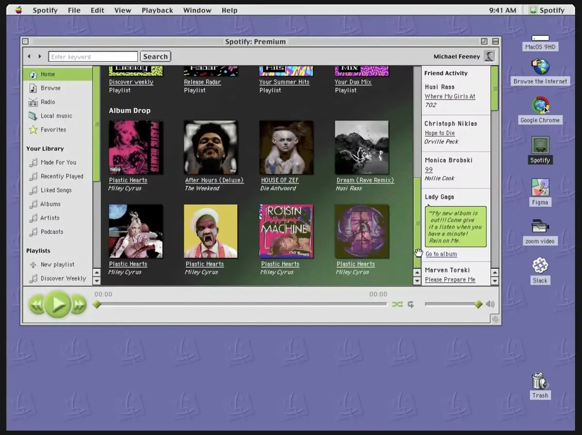 A quoi ressembleraient Slack et Spotify avec l'interface de Mac OS 9 ?