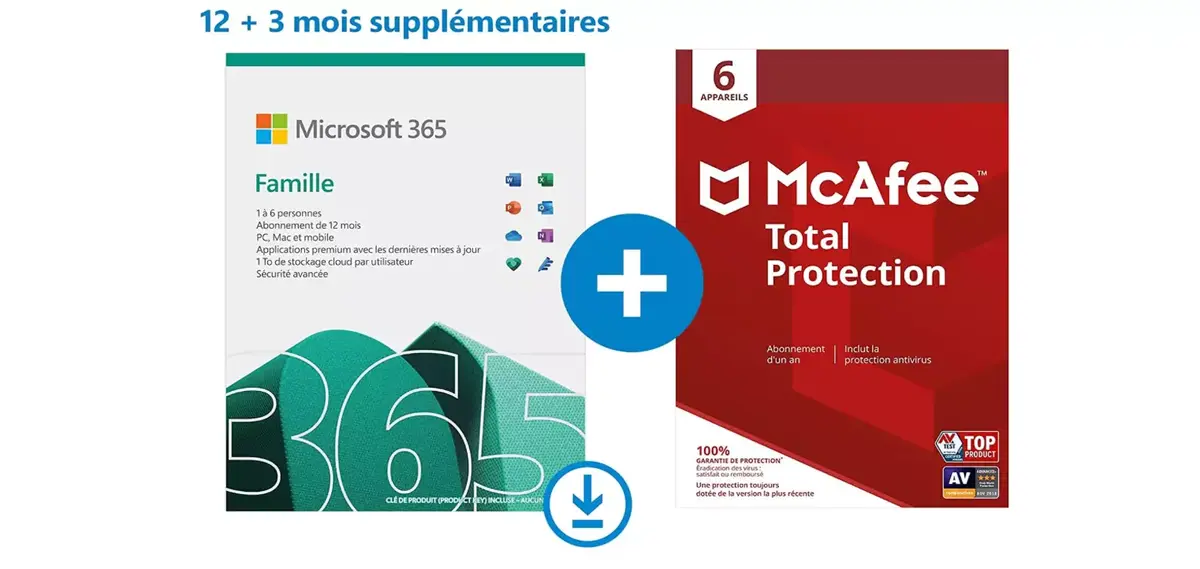 Promos : 15 mois d'abonnement Microsoft 365 Famille + McAfee 2022 à 54€, casque Q30 avec ANC à 65€, hub USB-C à 22€