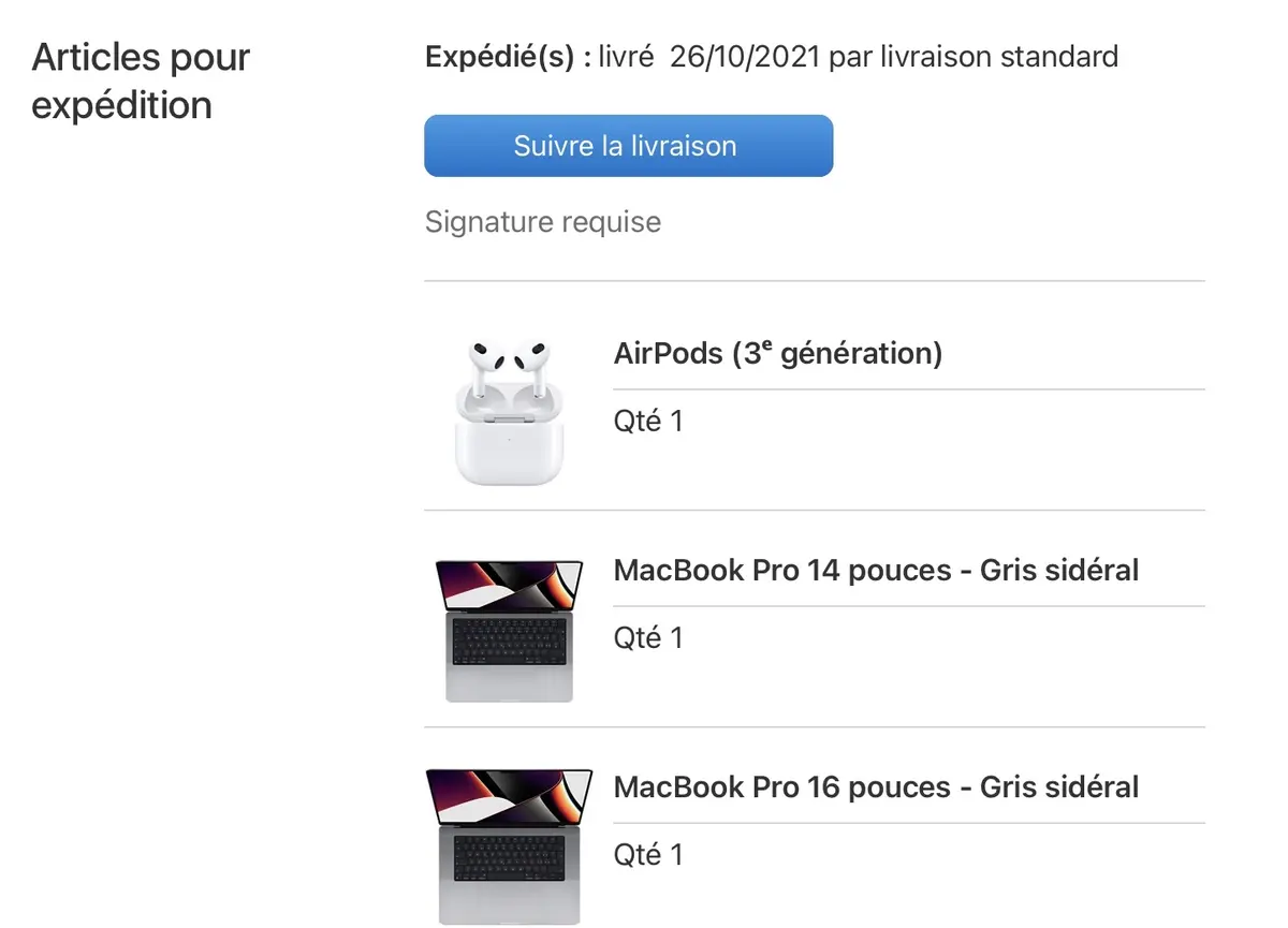 Apple expédie ses MacBook Pro M1 Pro et ses AirPods 3 !