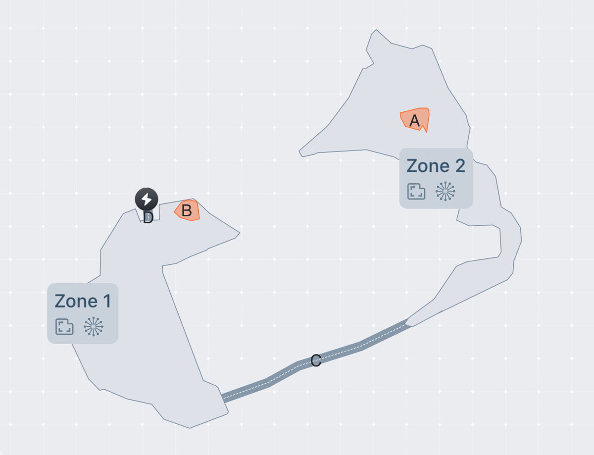 Ma carte terminée avec les 2 zones et le passage en gris foncé