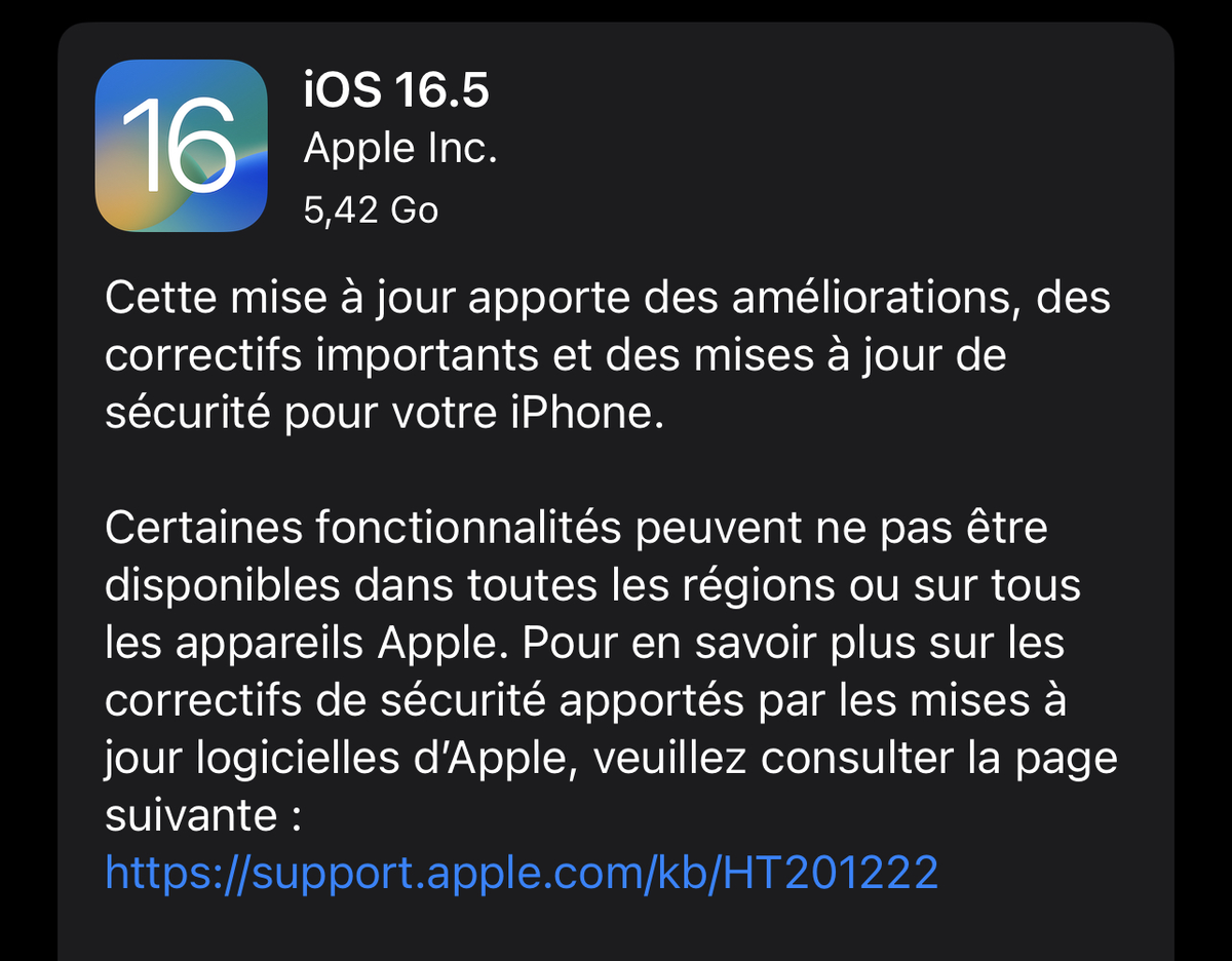 Une seconde Release Candidate pour iOS 16.5 avant la version finale