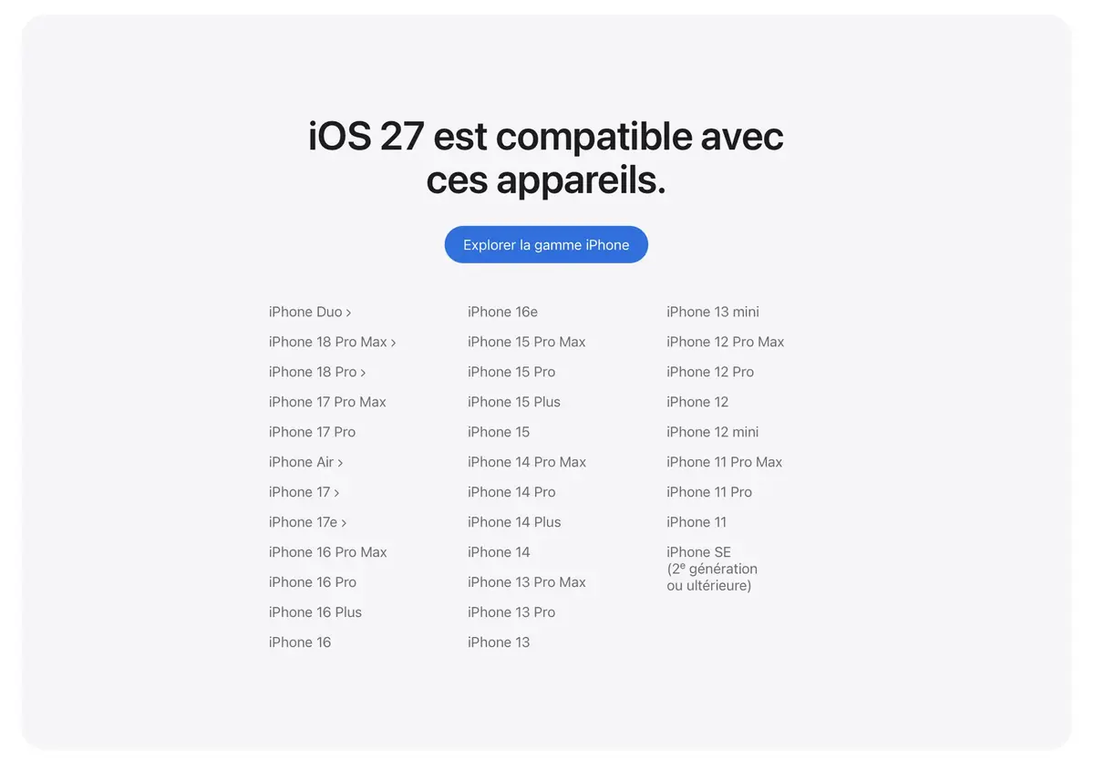 iOS 27&nbsp;: voici toutes les nouveaut&eacute;s &agrave; d&eacute;couvrir sur votre iPhone