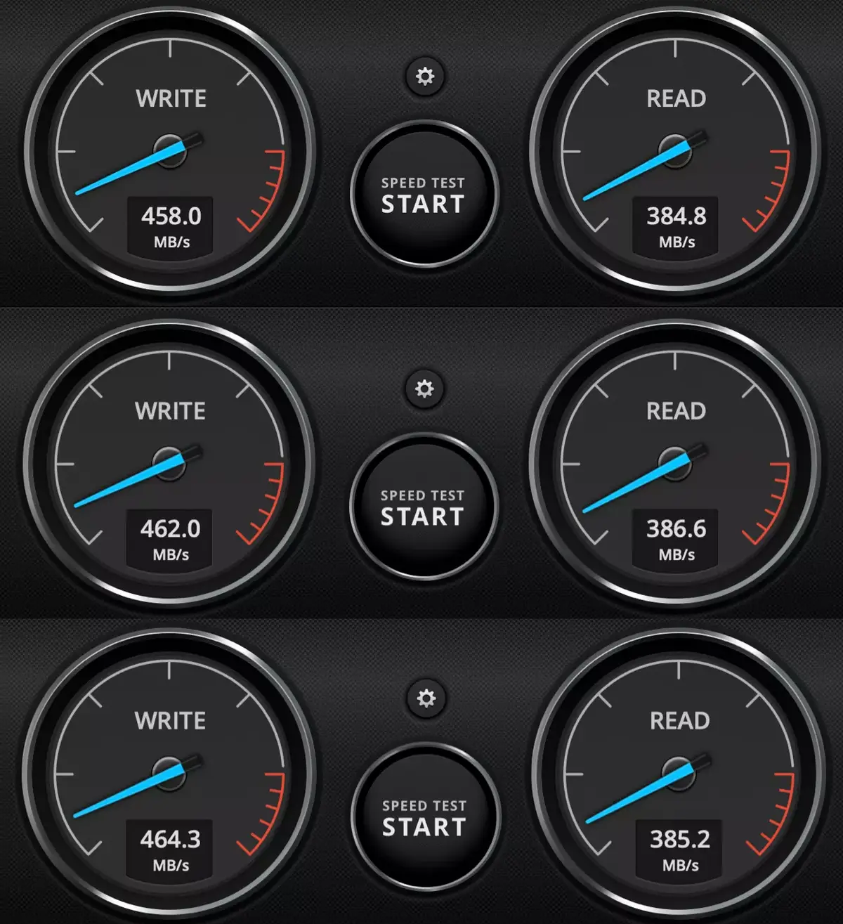 De haut en bas, MacBook Pro M3, M3 Pro et M3 Max