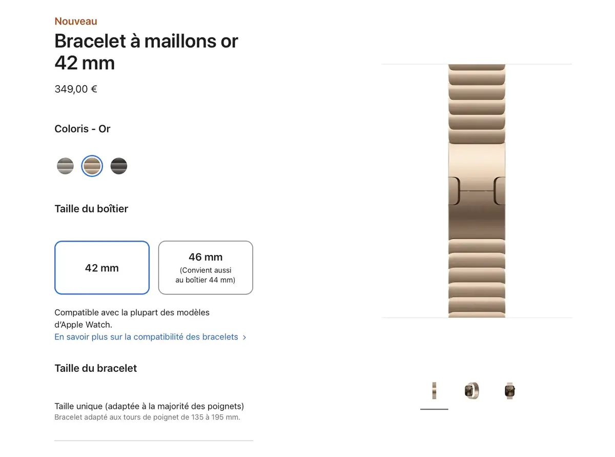 Le Bracelet à maillons doré pour Apple Watch est disponible ! (et à prix d'or)