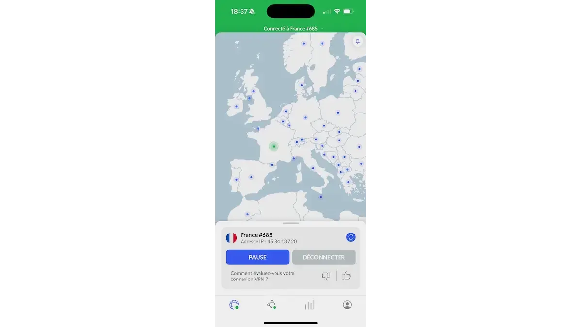 Interface NordVPN