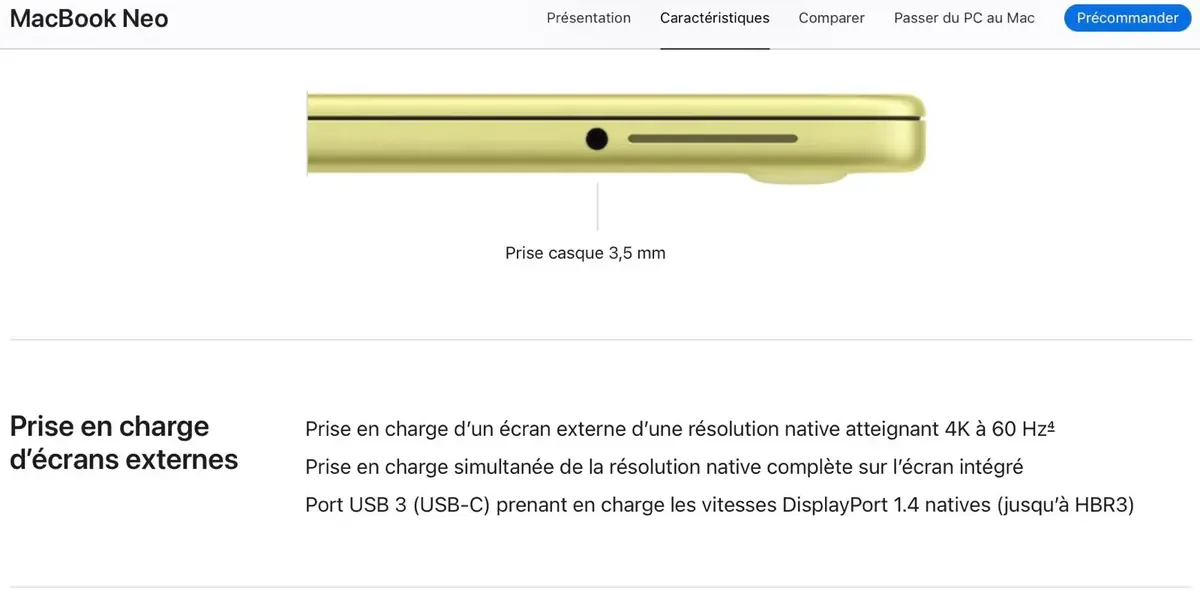 Attention les ports USB-C et le port Jack sont sur le m&ecirc;me c&ocirc;t&eacute;&nbsp;!