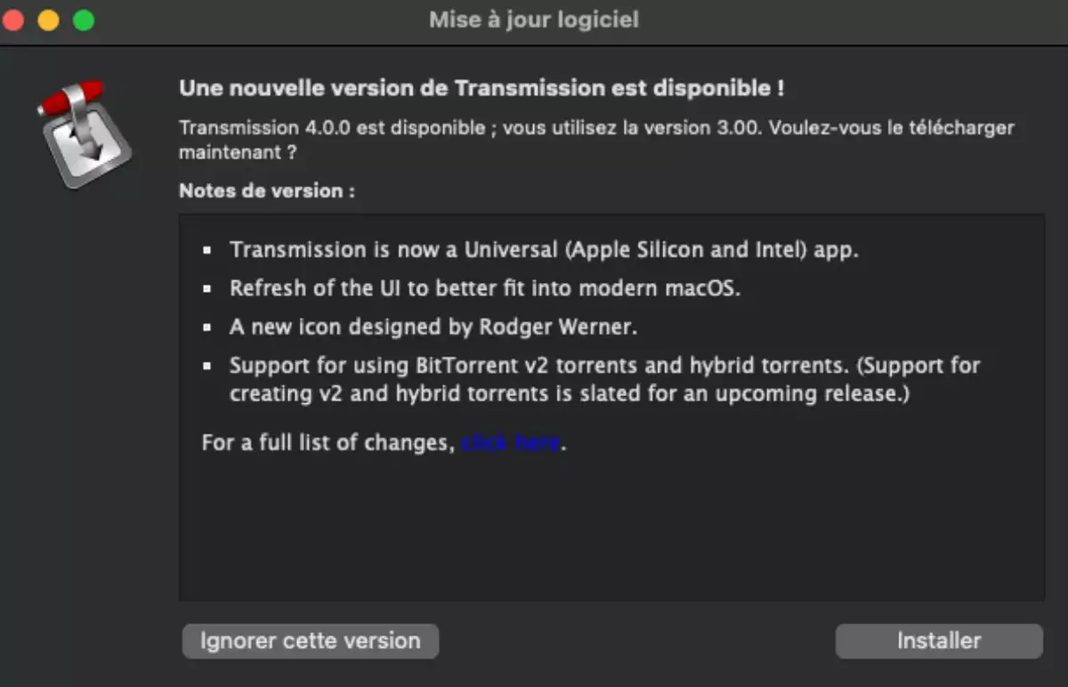 Le client BitTorrent Transmission 4.0 prend en charge nativement les Mac Apple Silicon