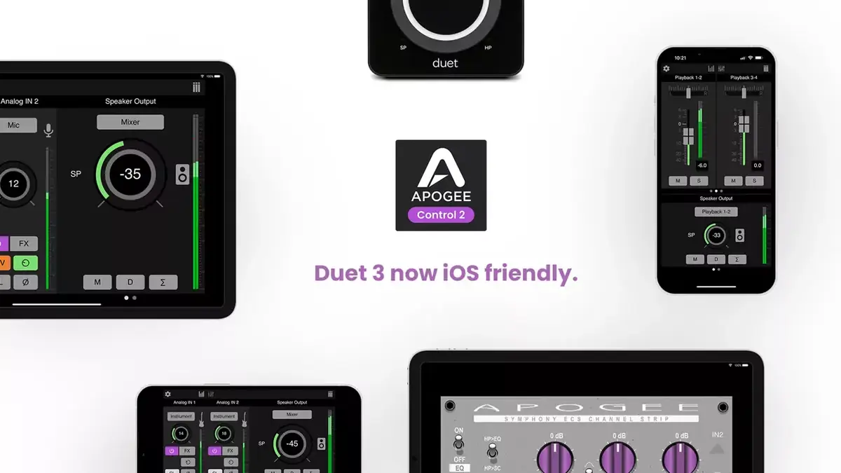 L'App Apogee Control 2 permet de contrôler l'interface Duet 3 sur iOS/iPadOS