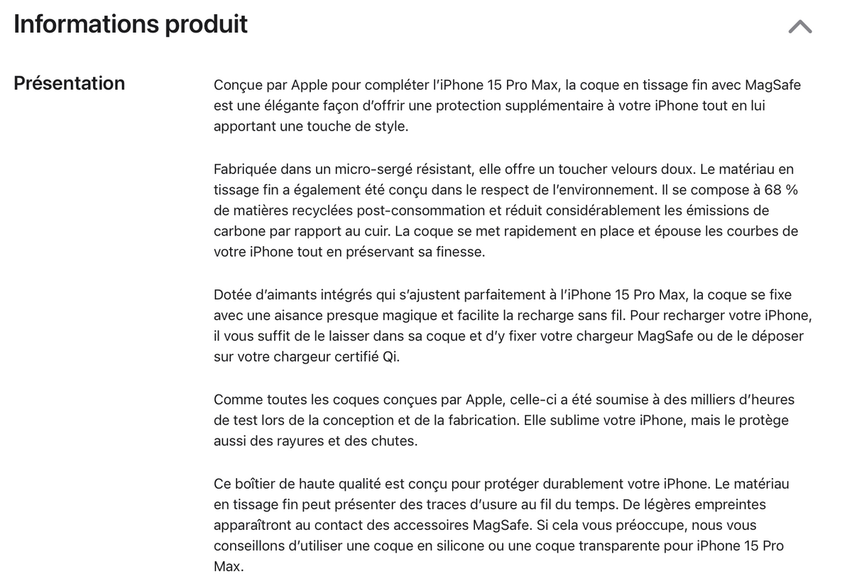 Le chargeur MagSafe risque de laisser des traces sur les coques FineWoven des iPhone 15 !