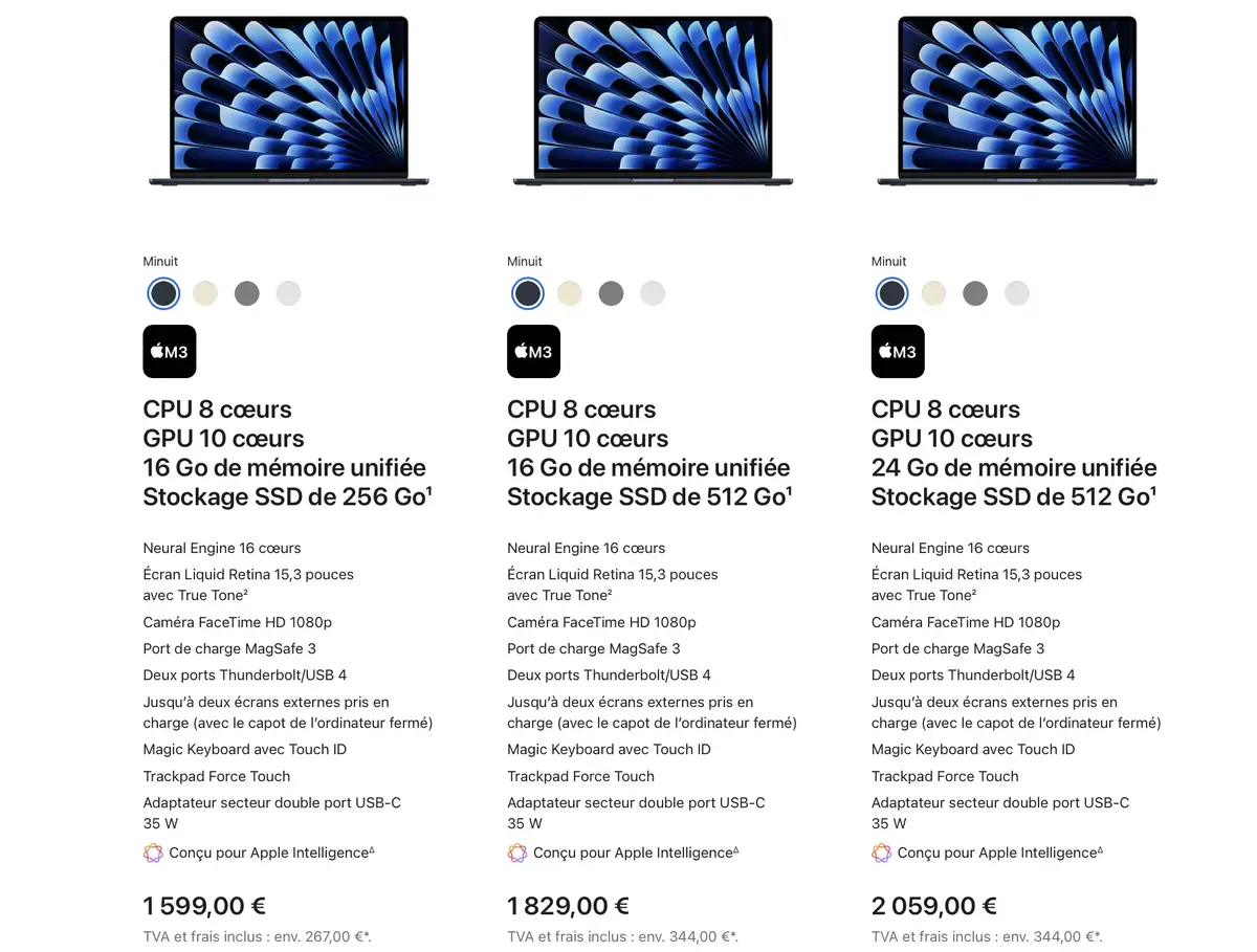 Le MacBook Air M3 passe à 16Go de RAM en entrée de gamme (sans hausse de prix)