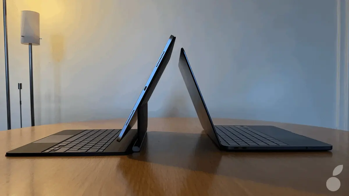 De gauche &agrave; droite&nbsp;: iPad Air M4 13 versus MacBook Neo