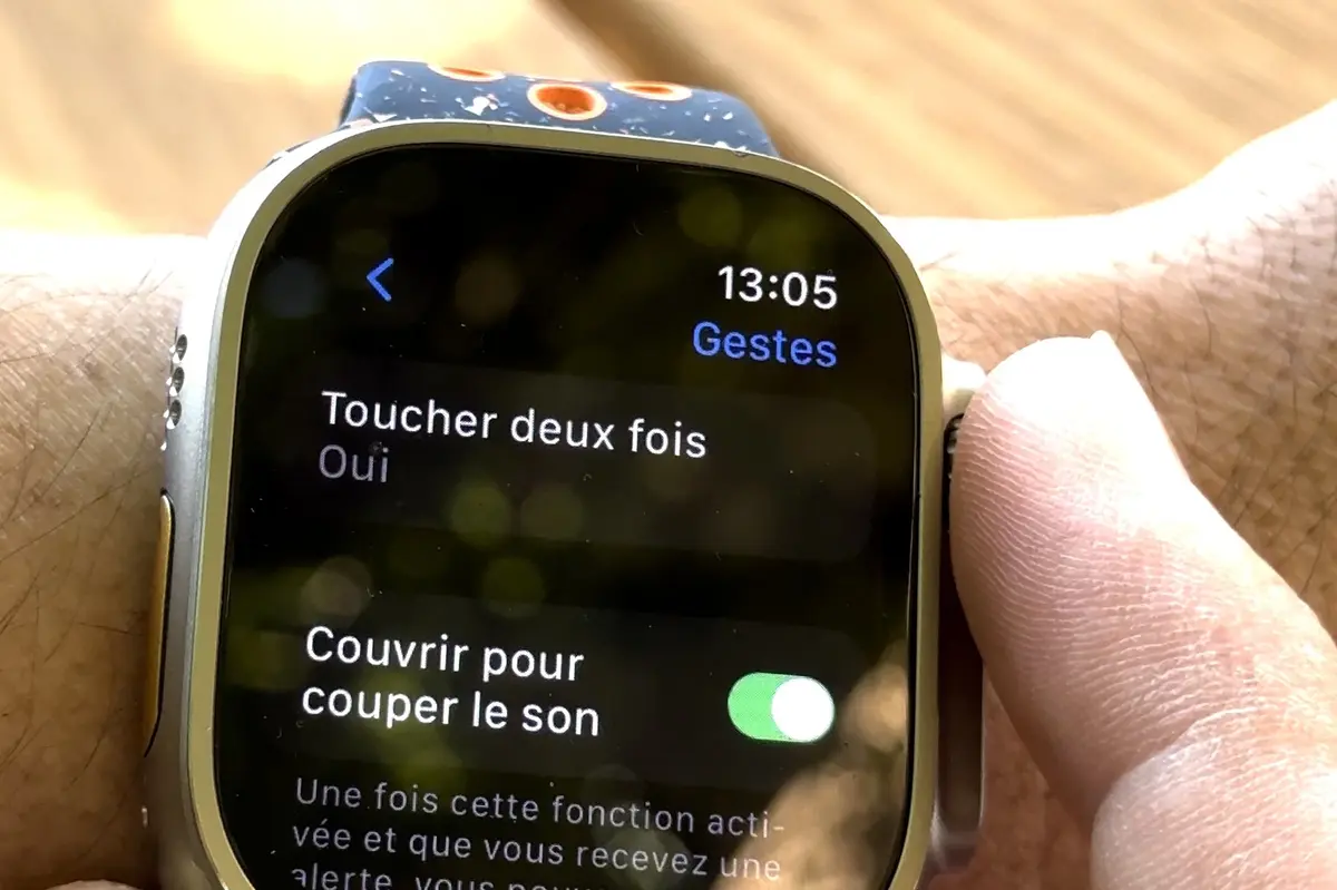 Test : toucher deux fois de l'Apple Watch Ultra 2