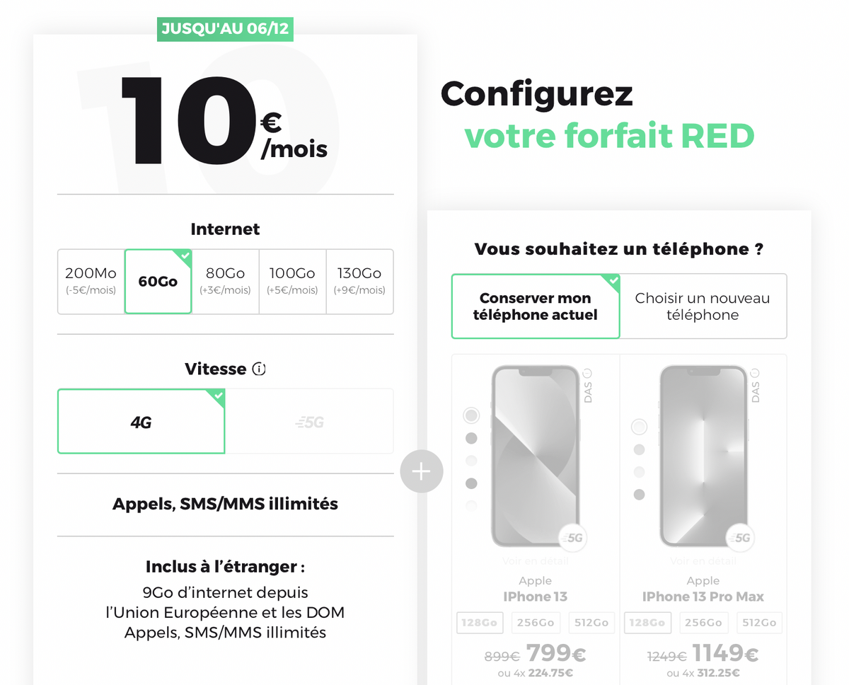 Opérateur : des offres sans engagement de 60 à 150 Go dès 9,99€ (en 4G ou en 5G)