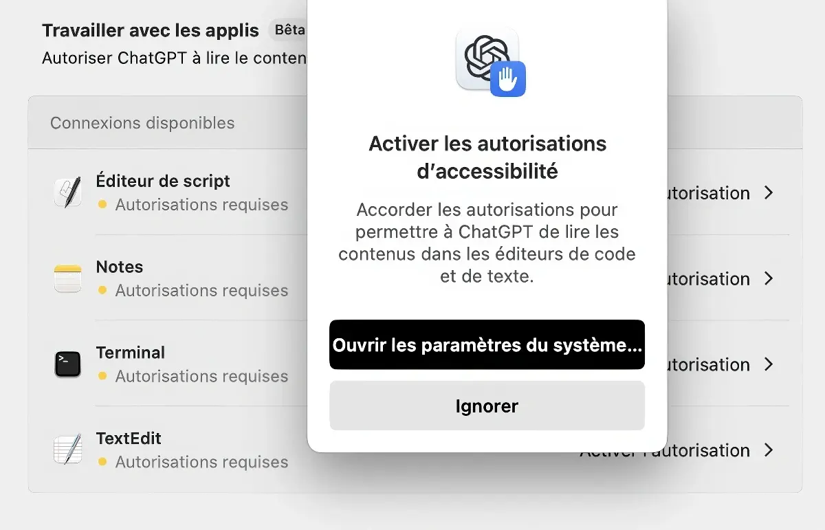 ChatGPT pour macOS s’ouvre à plus d’applications, dont Notes