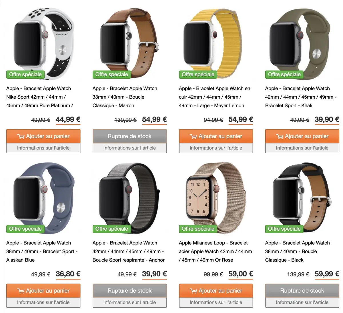 Apple公式バンドを驚きの価格で！ (レザー製は 54 ユーロ、プライド/スポーツは 32 ユーロ...)