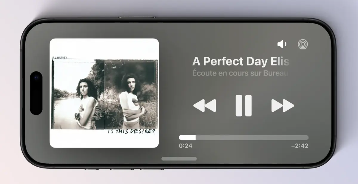 La Dynamic Island de Spotify en mode veille.