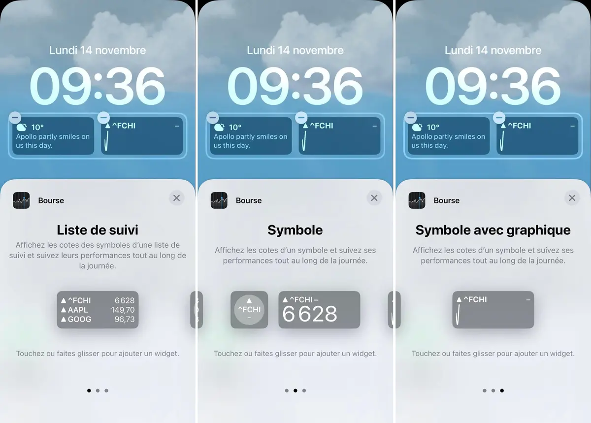 iOS 16.2 relooke l'app Bourse (widget sur écran verrouillé, présentation des listes)