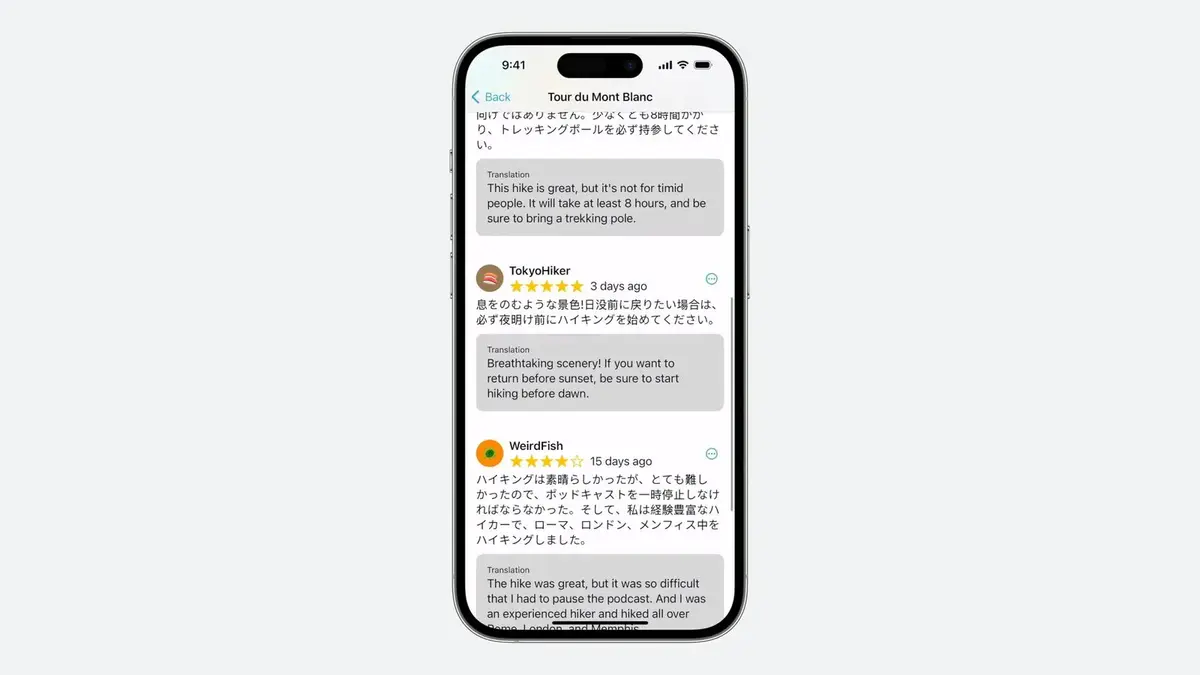 Apple étend ses fonctions de traduction aux apps tierces