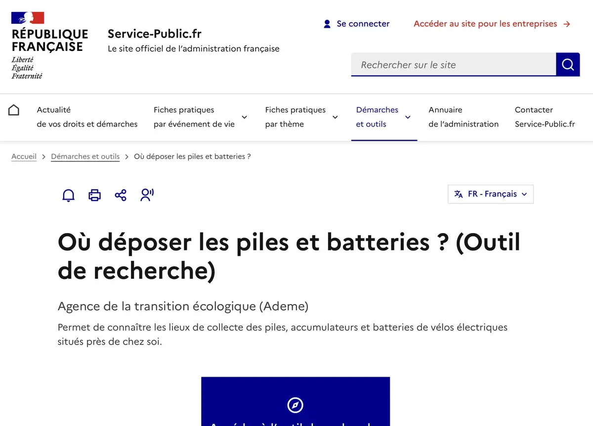 Ce site vous permet de trouver où déposer vos batteries