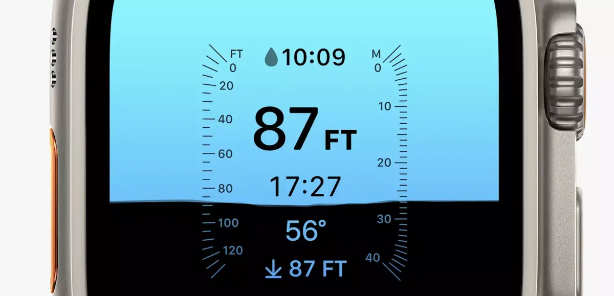 Apple Watch Ultra : Apple détaille son app pour mesurer la profondeur et la température de l’eau