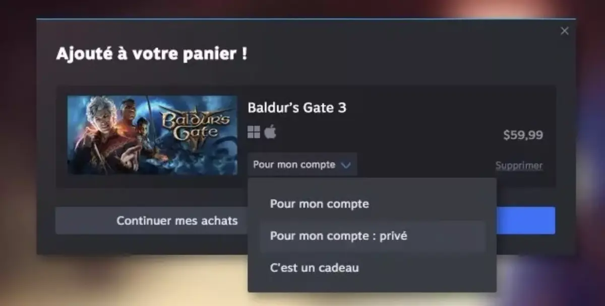 Steam va vous permettre de cacher vos jeux de la honte