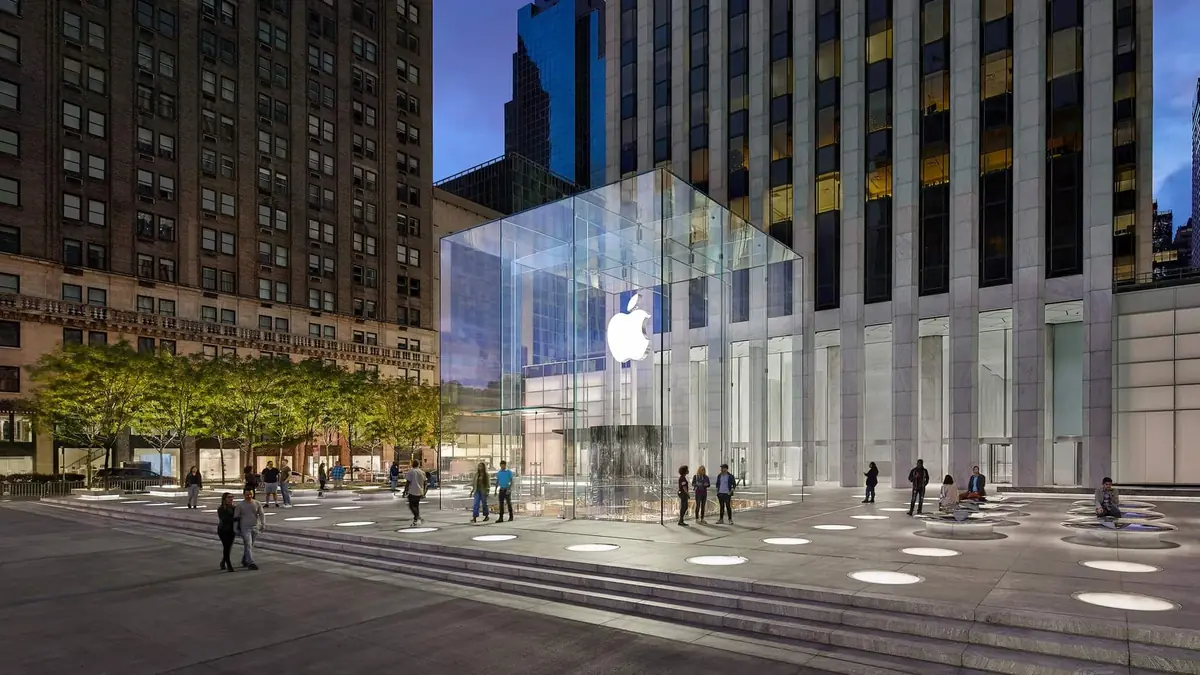 L'Apple Store sur la cinqui&egrave;me avenue de New York.