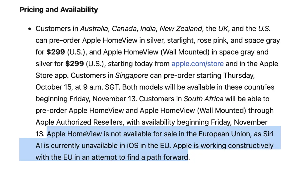 Pourquoi Apple prive-t-elle l'Europe de son nouvel &eacute;cran connect&eacute; HomeView&nbsp;?