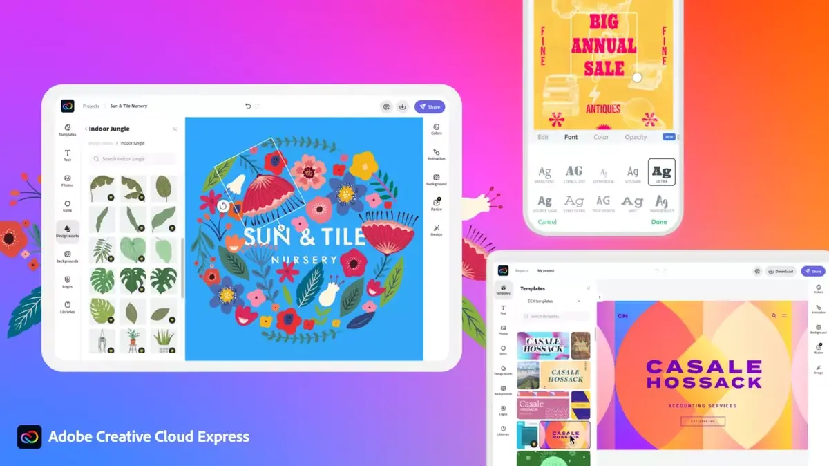 Adobe Creative Cloud Express : une app mobile/web avec des fonctions du Creative Cloud et Acrobat PDF