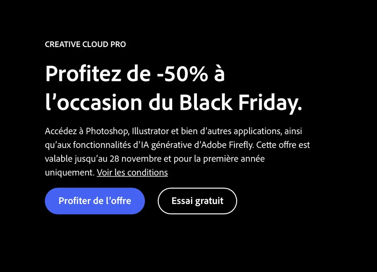 Adobe casse les prix sur Creative Cloud, Photoshop et Adobe Express (jusqu’à –69%)