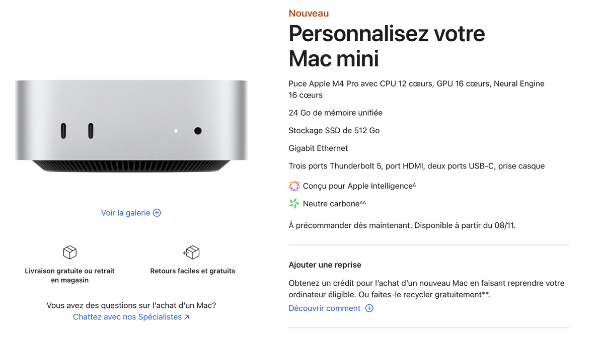 Le Mac mini M4 Pro en détails