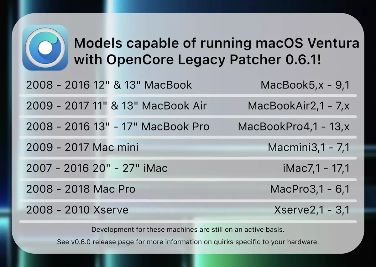 OpenCore Legacy Patcher permet d'installer Ventura sur des Mac de 2007 !