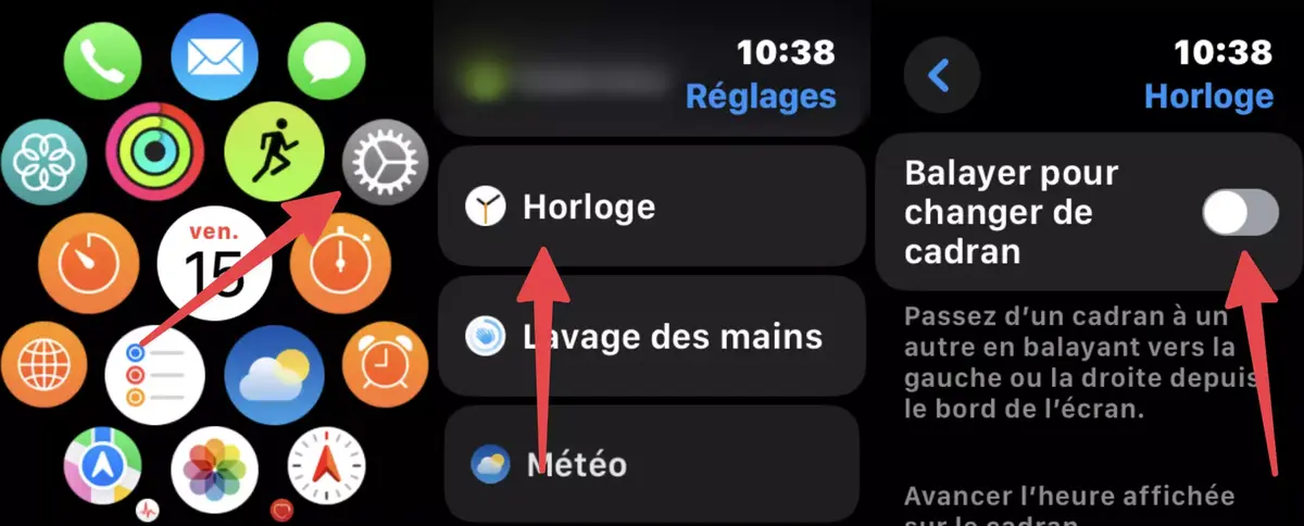 Comment retrouver le mode Balayer pour changer de cadran sur watchOS 10.2 ?