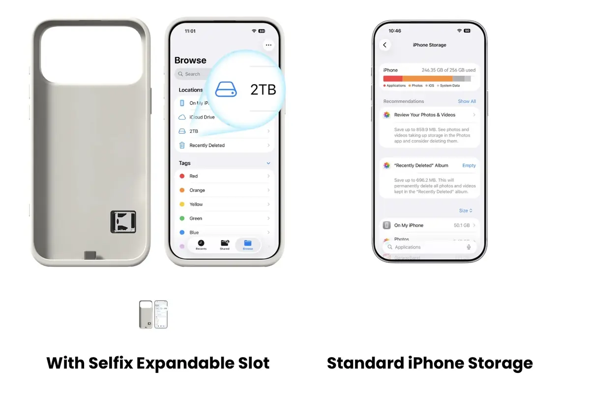 Selfix : cette coque ajoute un écran et un slot microSD à l'iPhone 17 Pro