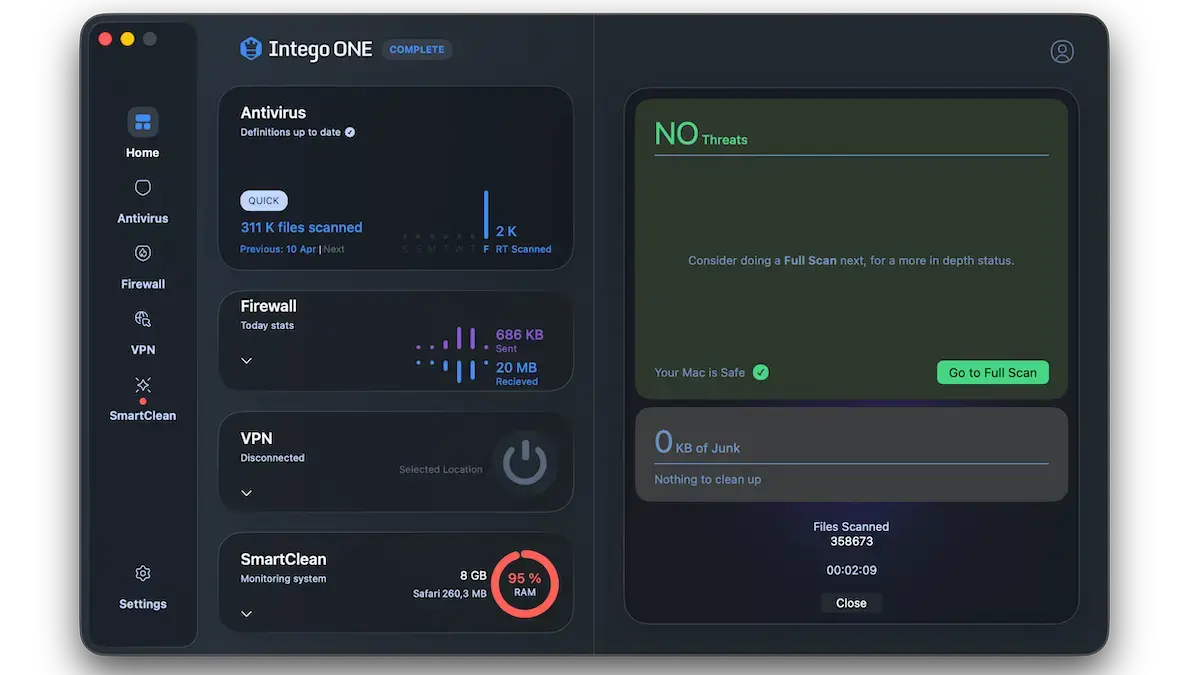 Interface Intego ONE