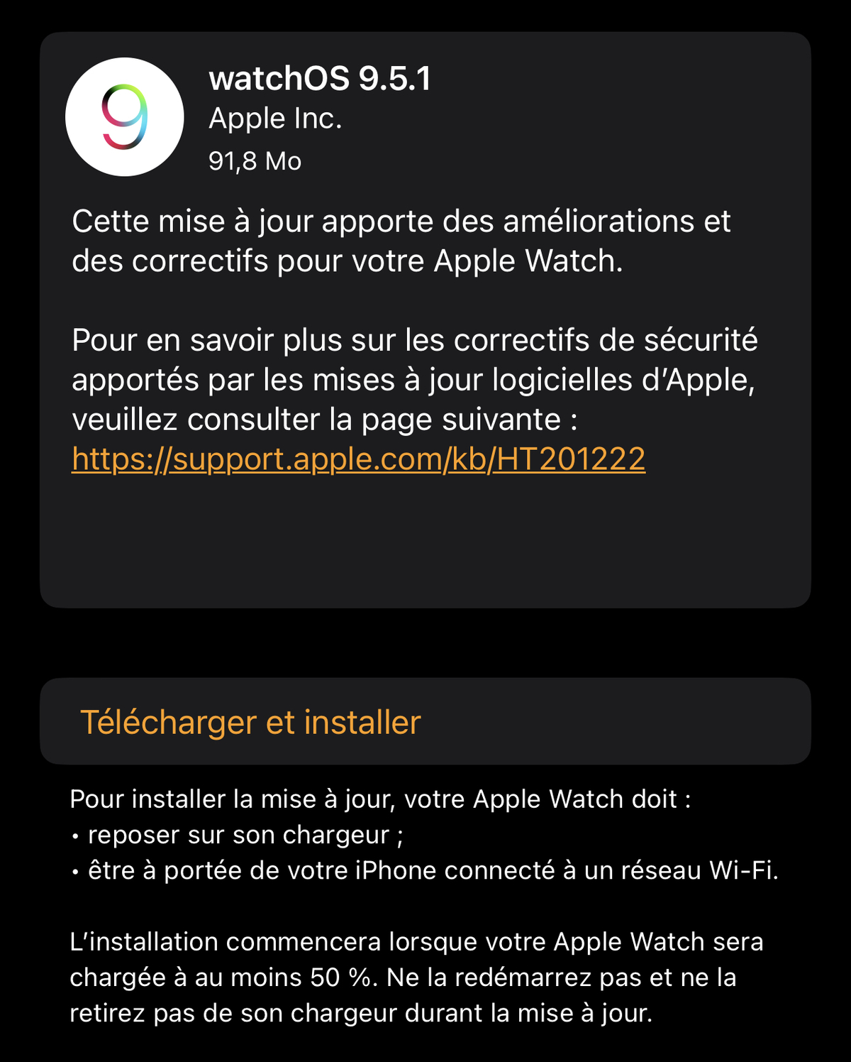 watchOS 9.5.1 disponible en version finale