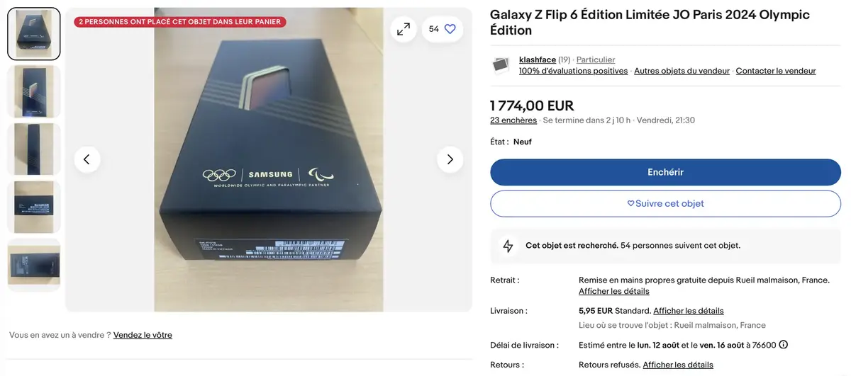 Affaire ou arnaque : des Samsung Galaxy Z Flip6 édition JO déjà sur eBay !