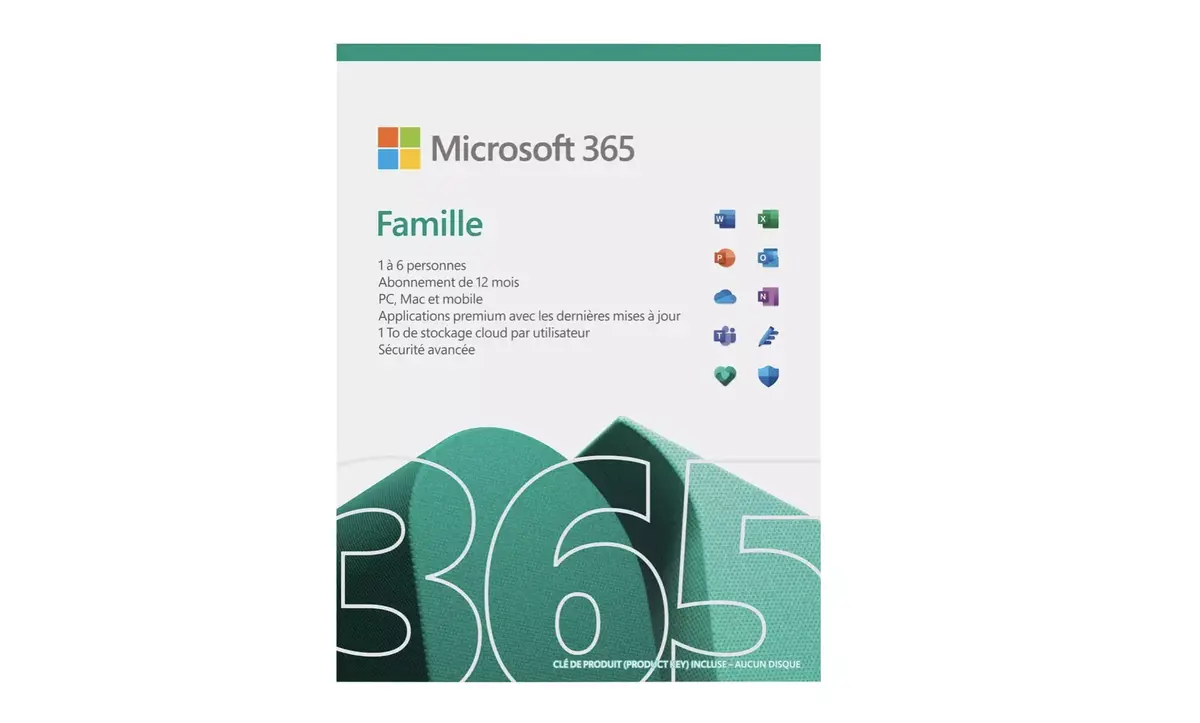 Microsoft 365 Famille (6 postes) à 53€ (-24%)