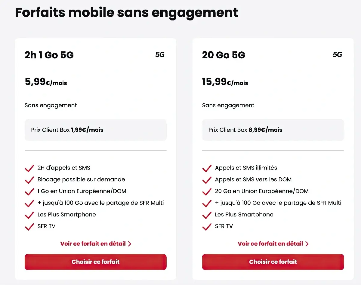 SFR ajoute la 5G à tous ses forfaits, même les moins chers