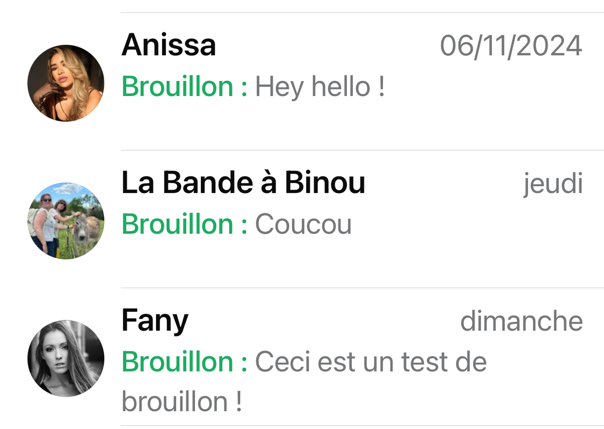 La mention "Brouillon" s'affiche bien si vous n'envoyez pas votre message.