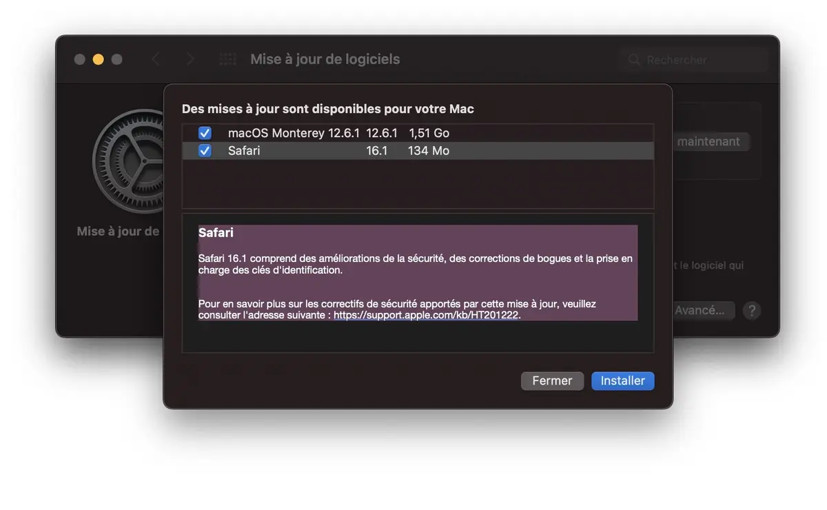 Safari 16.1 disponible pour macOS Monterey et Big Sur (PassKeys, notifications)