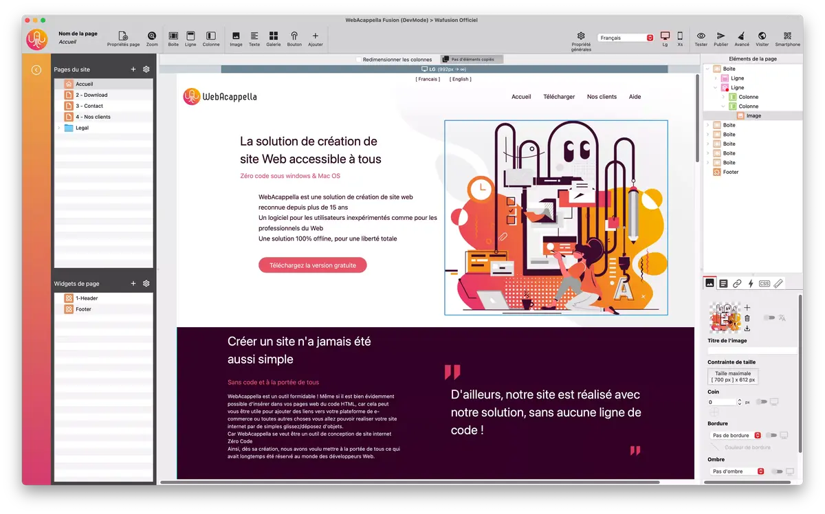 WebAcappella FUSION, la nouvelle application française de conception de sites web