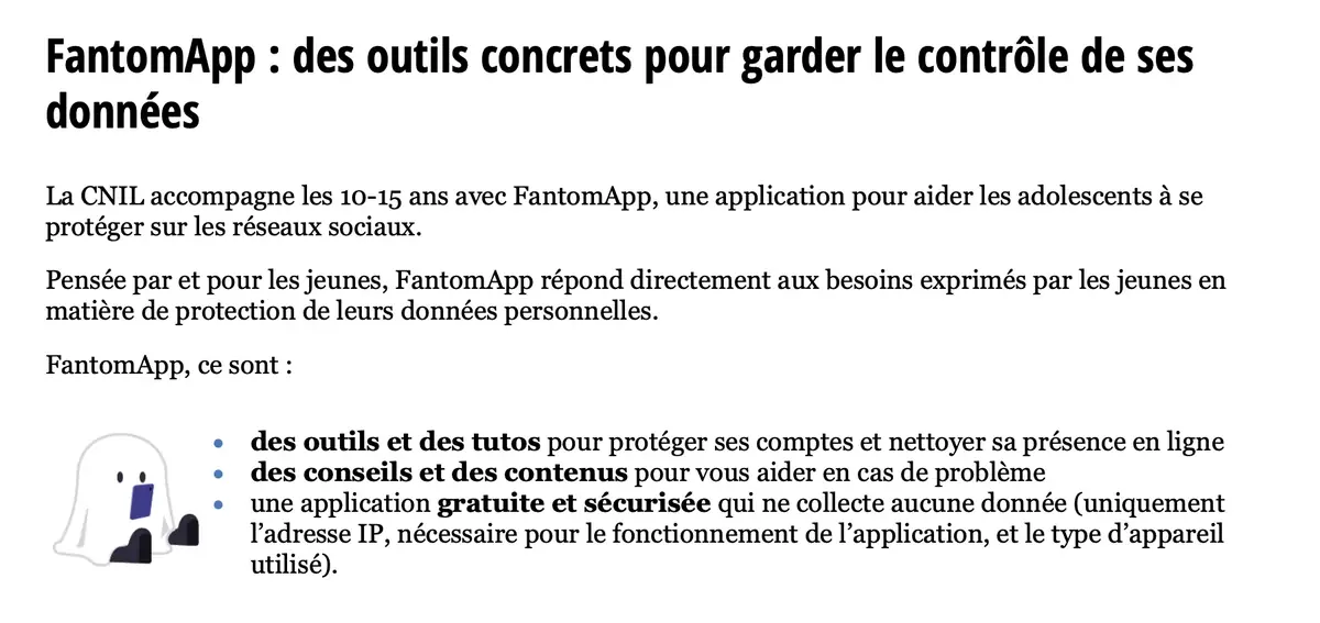 FantomApp&nbsp;: la CNIL lance sa 1&egrave;re application pour aider les ados &agrave; prot&eacute;ger leurs donn&eacute;es